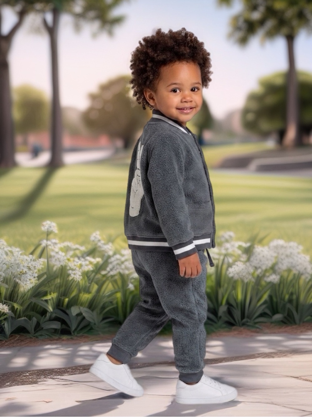 Like New Monica & Andy Fleece Varsity Jacket& Matching Joggers Pants 4T